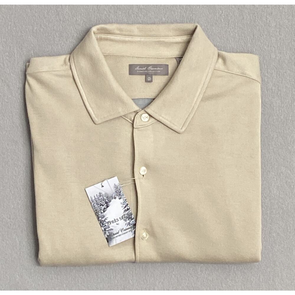 Daniel Cremieux Signature Collection Men's XXL Long Sleeve Polo Shirt Beige NEW